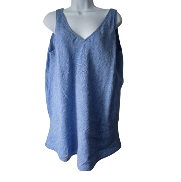 Lilly Pulitzer XL sea salt blue Florin sleeveless linen top. - Picture 3 of 5